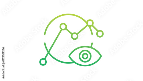 Abstract illustration combining eye, scissors, and neural network elements. Vector