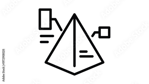 Mobile device interacting with a balanced geometric pyramid icon Vector