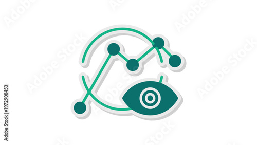 Digital eye monitoring network with interconnected nodes and neural pathways. Vector