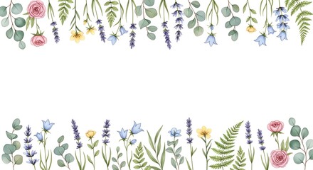 A beautiful floral border design with colorful flowers and leaves
