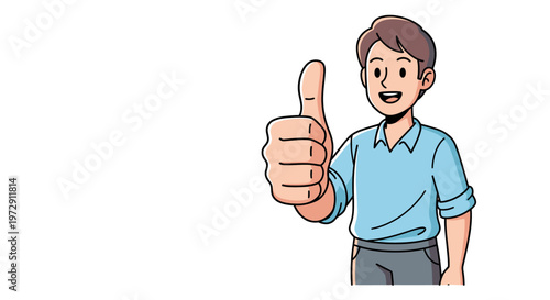 Man giving thumbs up gesture.
