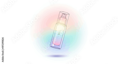 Perfume bottle with colorful liquid.