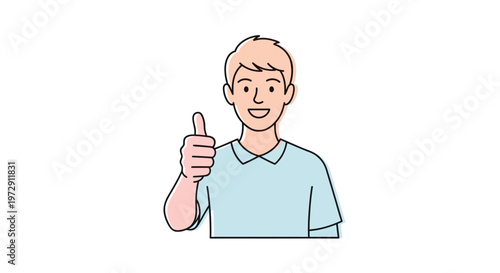 Smiling man giving thumbs up gesture.