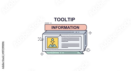 Flat design illustration of a digital interface tooltip box for information