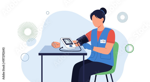 Nurse measuring blood pressure of patient, medical check-up, healthcare concept