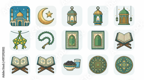 Islamic symbols and objects collection.