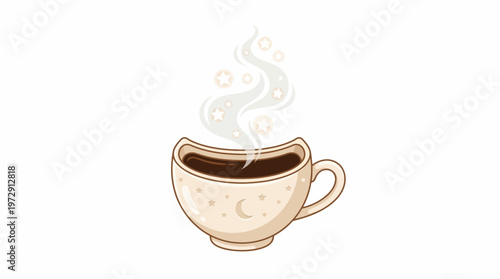 A steaming hot coffee cup.