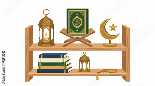 Islamic holy book on stand.