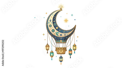 Ramadan lantern with crescent moon.
