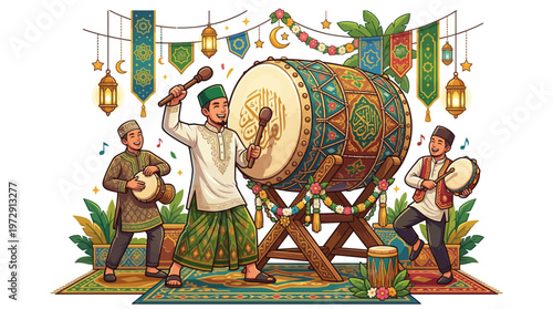 People playing musical instruments together.