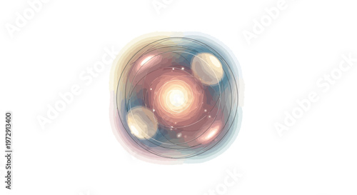 Atom Structure with Electrons Orbiting Nucleus.