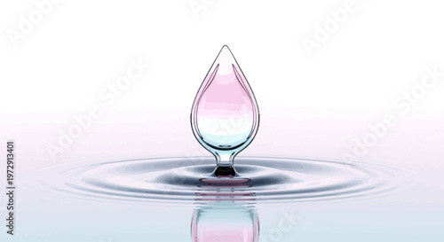 Water Droplet in Clear Liquid Closeup.