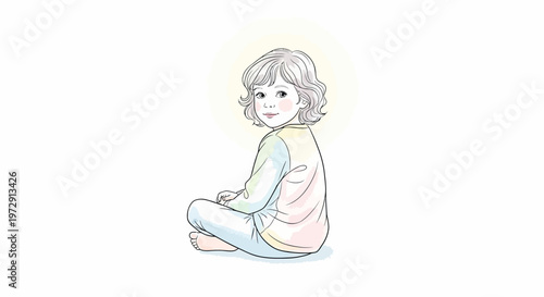 Little girl sitting cross legged smiling.