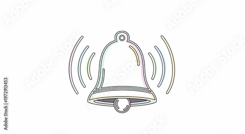 Notification Bell Icon With Sound Waves.
