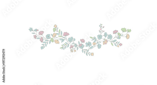 Floral Wreath with Green Leaves.