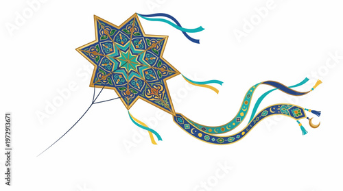 Colorful kite with star design.