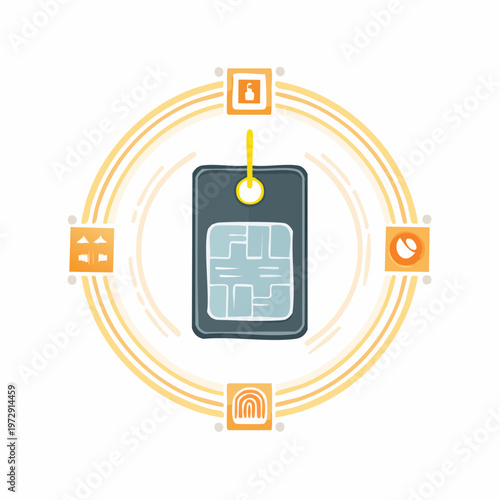 RFIDタグのイラスト・在庫管理・物流DX