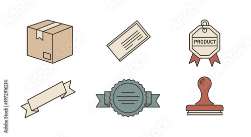 Handmade Packaging Icon Set Minimal Line Art