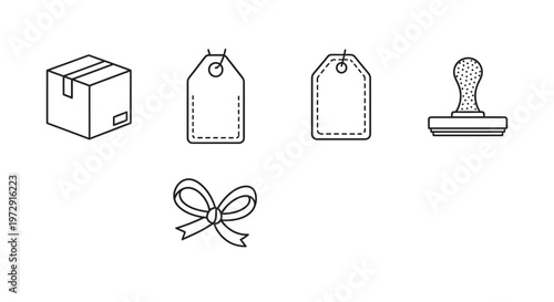 Handmade Packaging Icon Set Minimal Line Art