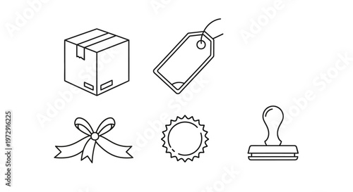 Handmade Packaging Icon Set Minimal Line Art