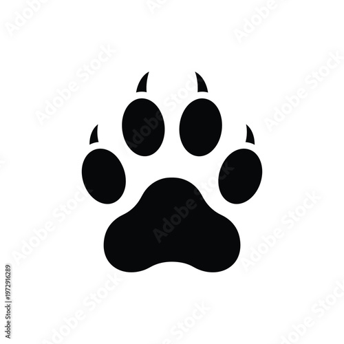 Dog, wolf or fox wild animal footprint imprint flat vector icon for apps and websites 