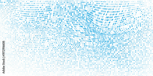 Konstfotografi Transparent Vector Gradient Blue Color Halftone Background Staggered Dots Patter