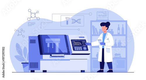 Scientist working with advanced laboratory equipment for genetic research and DNA analysis