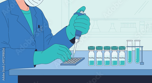 Scientist working with pipette and microplate in laboratory, research, science