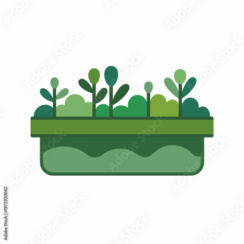 Garden Planter with Green Plants Vector