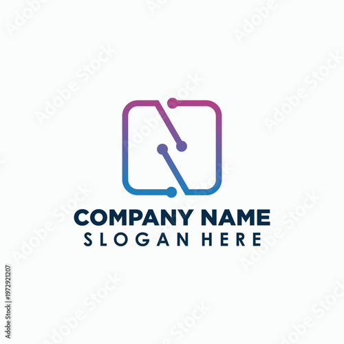 letter N and digital logo design vector, communication logos