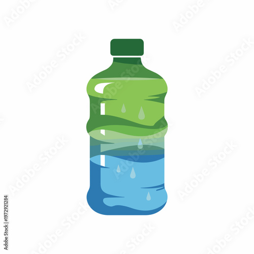 Transparent Plastic Water Bottle Flat Vector Illustration