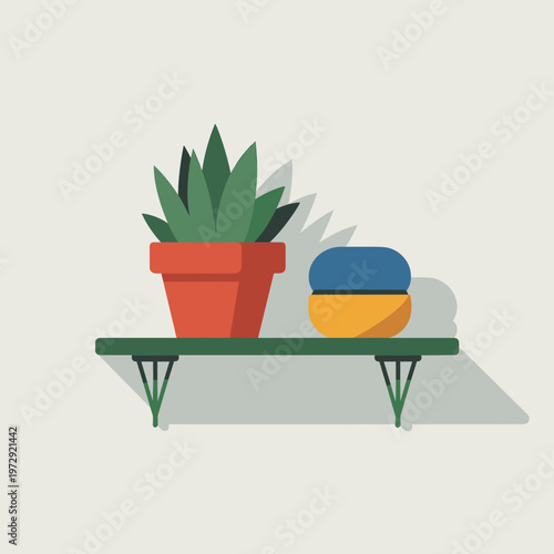 Potted succulents on a modern tabletop shelf organizer