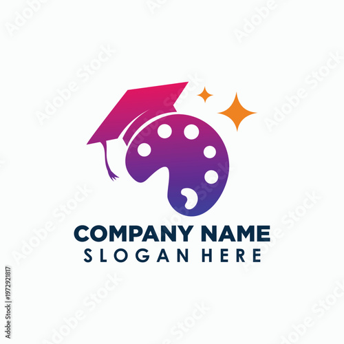 art education logo design concept, art university logo template