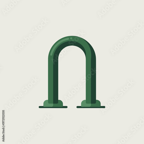 Green U-shaped bicycle parking stand icon for city streets