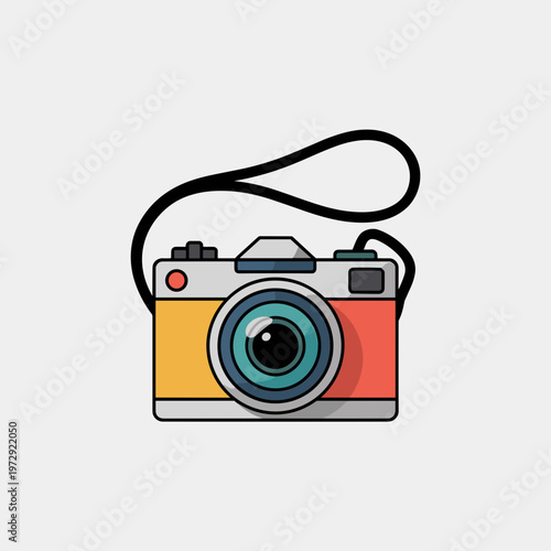 Modern compact digital camera icon for photography
