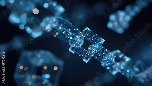 Abstract Digital Blockchain Network with Glowing Blue Links.