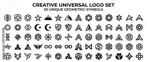 Universal logo set with geometric symbols.