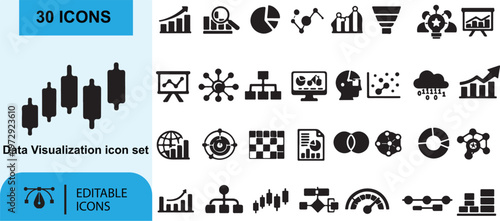 Set of black vector web icons for business travel and shopping