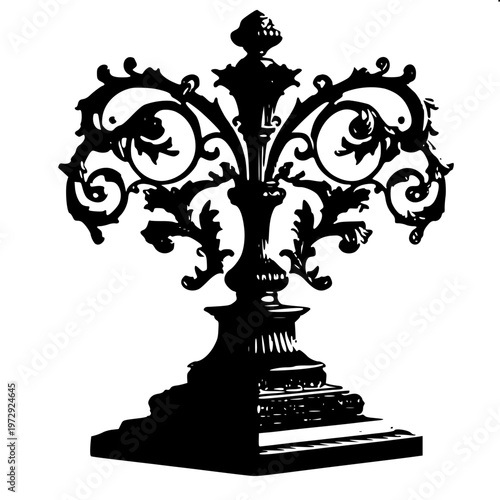 Victorian style street lamp base silhouette variation 2