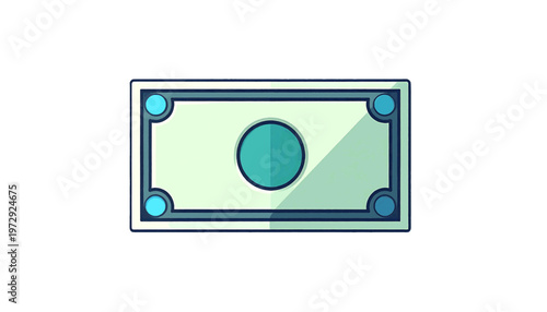 Paper banknote displayed as currency and payment symbol in minimal illustration style vector