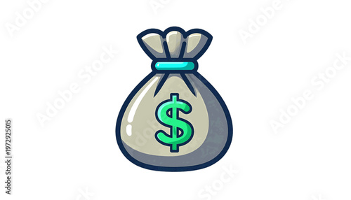 Money bag with dollar symbol displayed as financial wealth concept in clean illustration style vector