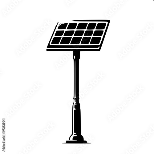 Solar powered modern street lamppost silhouette 1