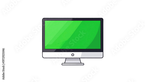 Desktop computer monitor presented as digital technology device in clean illustration style vector