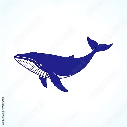 Dark blue whale silhouette graphic design.