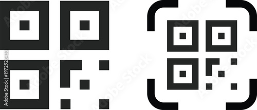 QR Code Scan Set. Smartphone usage sign. Scan me text. barcode sign. payment and identification. Simple digital scanning 
