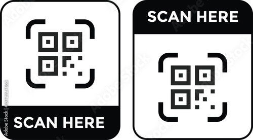 QR Code Scan Set. Smartphone usage sign. Scan me text. barcode sign. payment and identification. Simple digital scanning 
