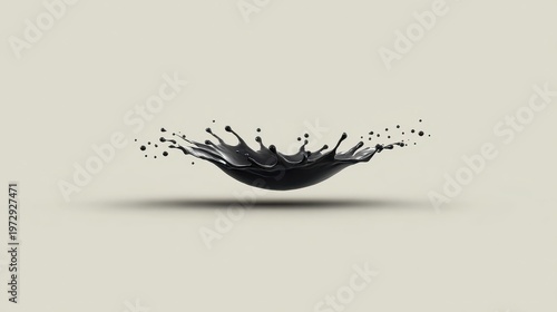 Black liquid splash creating mesmerizing patterns against neutral background in modern aesthetic