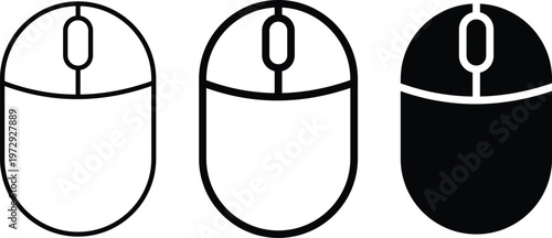 Mouse Icon. Computer peripheral signs. Optical mouse and hardware symbols. Digital navigation and click design. Premium Hardware Symbol
