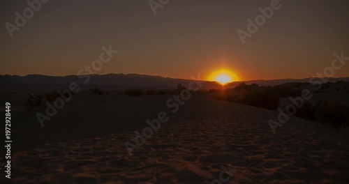 Sunrise Sun Over Mesquite Dunes Death Valley Desert Dawn Timelapse
