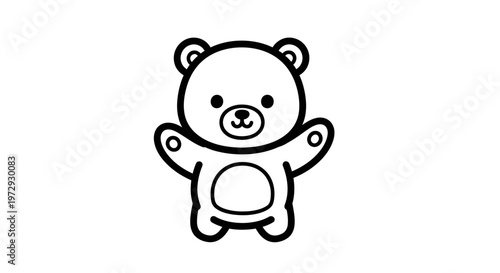 A cute cartoon bear illustration spreads its arms wide in a playful gesture.